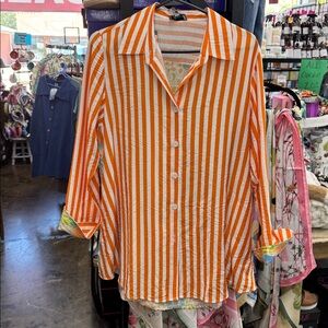 Orange Striped Women's Top